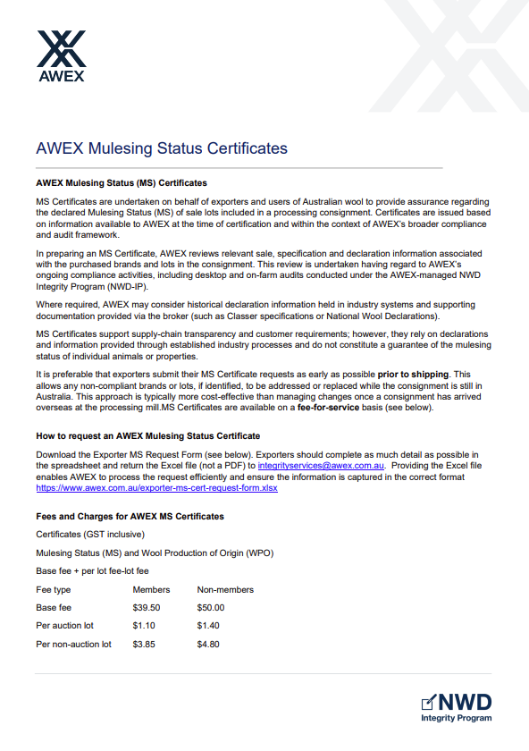 AWEX-Muelsing-Status-Certificate